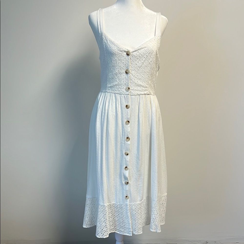 New Allie Rose White Eyelet Midi Dress L